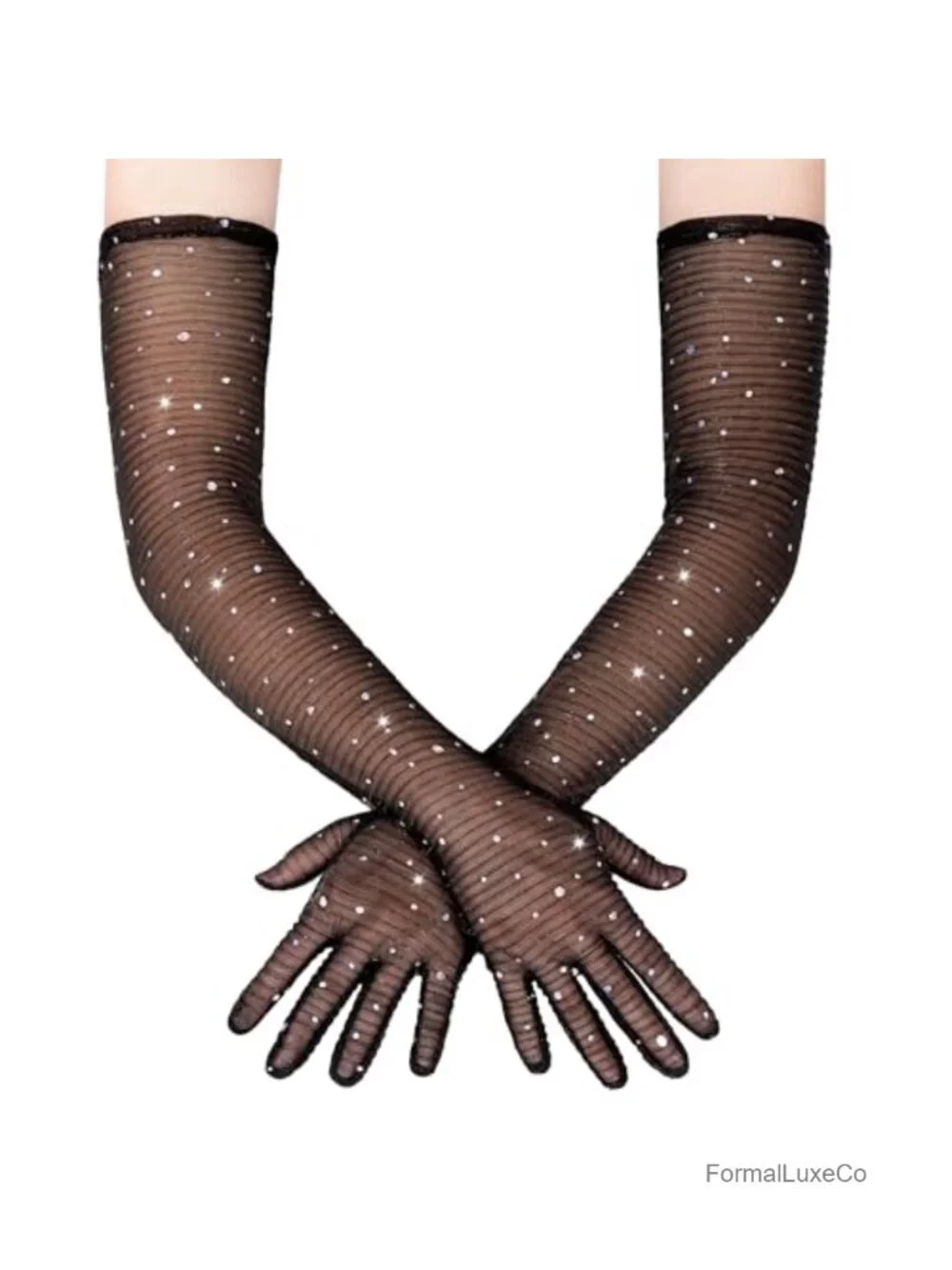 Metallic Mesh Long Opera Gloves for Wedding Party